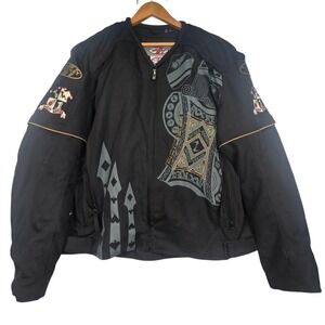 Vtg Joe Rocket Poker King Money Motorcycle Jacket XL Black Rocket Nation Padded